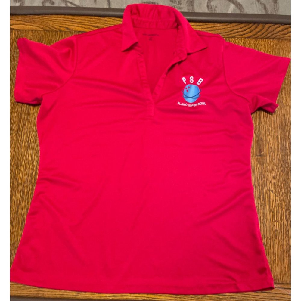 Women's XL Red Bowling Shirt, V Neck